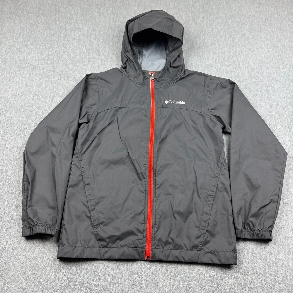 Columbia Jacket Youth Boys Medium 10/12 Black Glennaker Hooded Windbreaker Kids